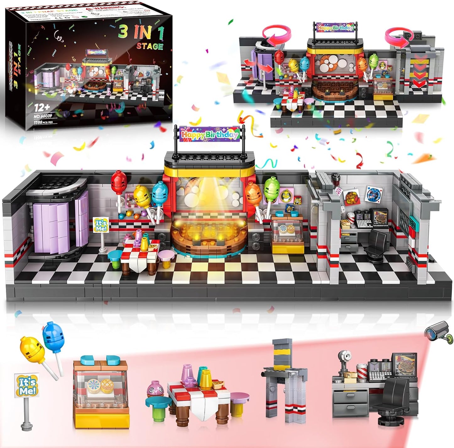 Five Nights Security Room Building Block Toy for Adults - 1388Pcs