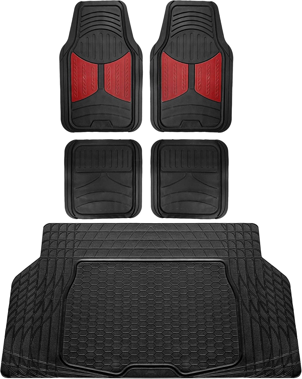 FH Group Monster Eye Full Set Rubber Floor Mats for Vehicles