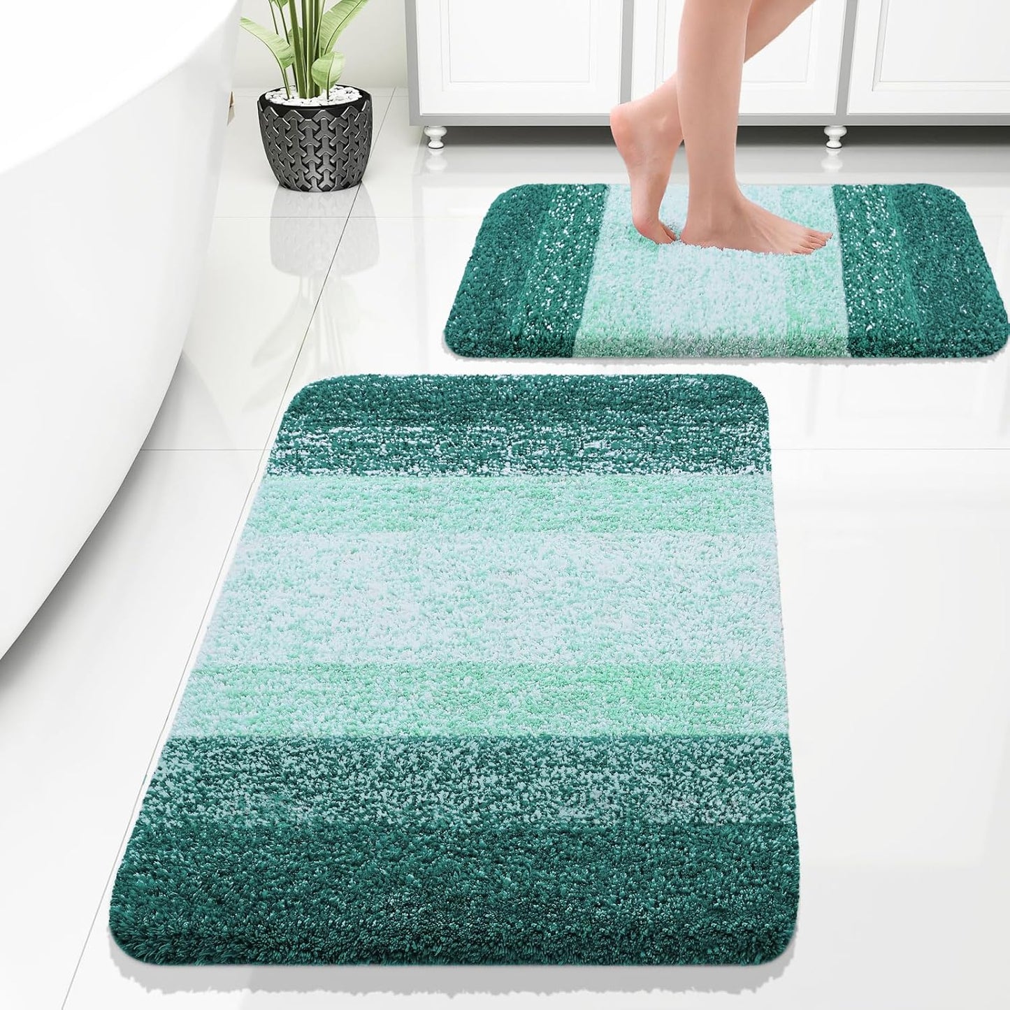 OLANLY Bathroom Rug Set: Soft Absorbent Microfiber Mats