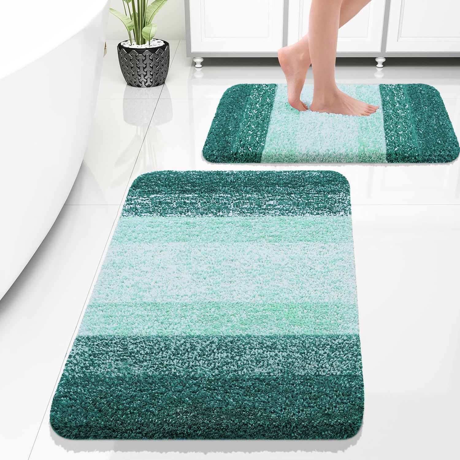 OLANLY Bathroom Rug Set: Soft Absorbent Microfiber Mats