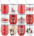 12 Pack Christmas Wine Tumblers for Holiday Celebrations