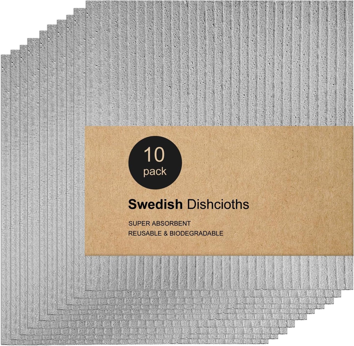 Absorbent Swedish Dishcloths Set, 10pc Grey