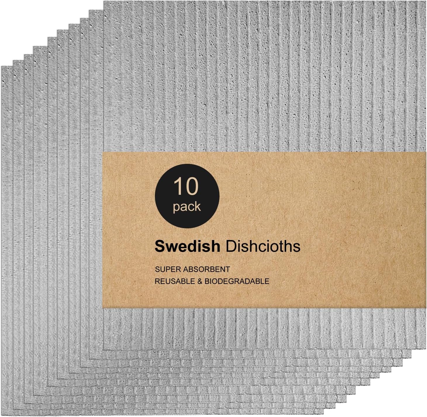 Absorbent Swedish Dishcloths Set, 10pc Grey