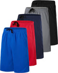 Boys Mesh Basketball Athletic Shorts 5 Pack - Quick Dry Comfort handle