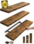 Floating Shelves for Wall 24 in Rustic Brown - Set of 3