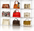 Purse Organizer 9 Pack Clear Acrylic Display Boxes - Magnetic Door