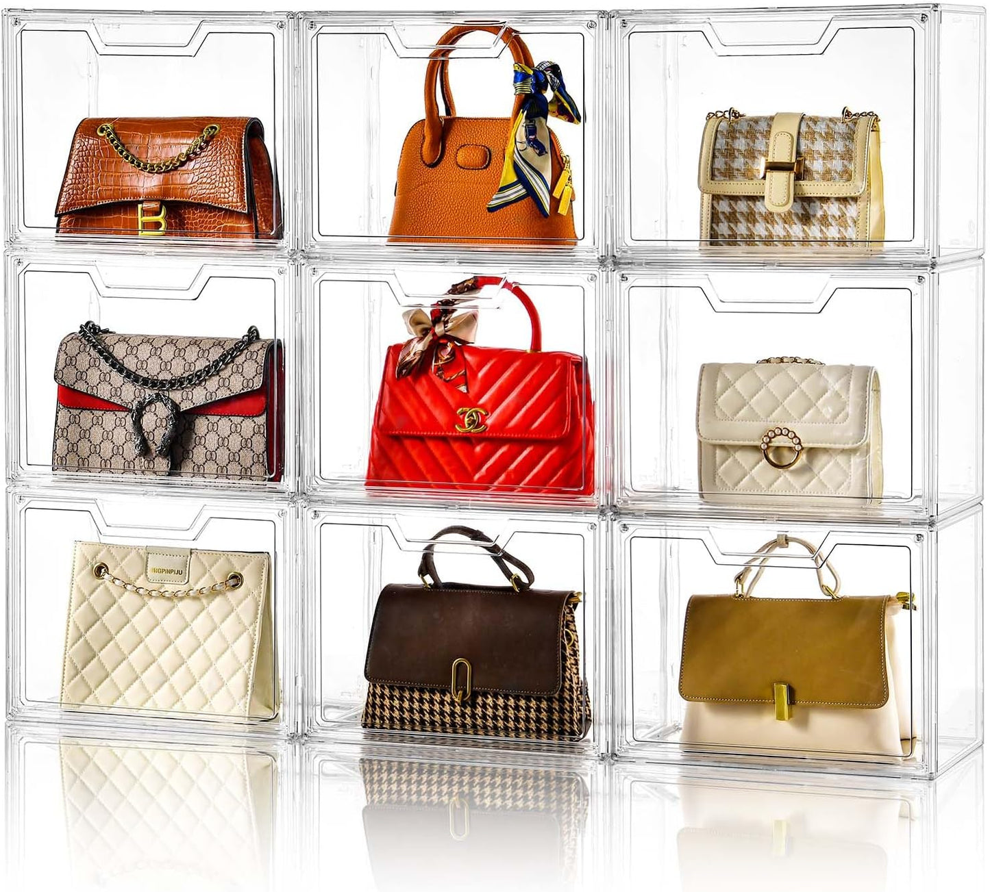 Purse Organizer for Closet - Clear Acrylic Handbag Display Case