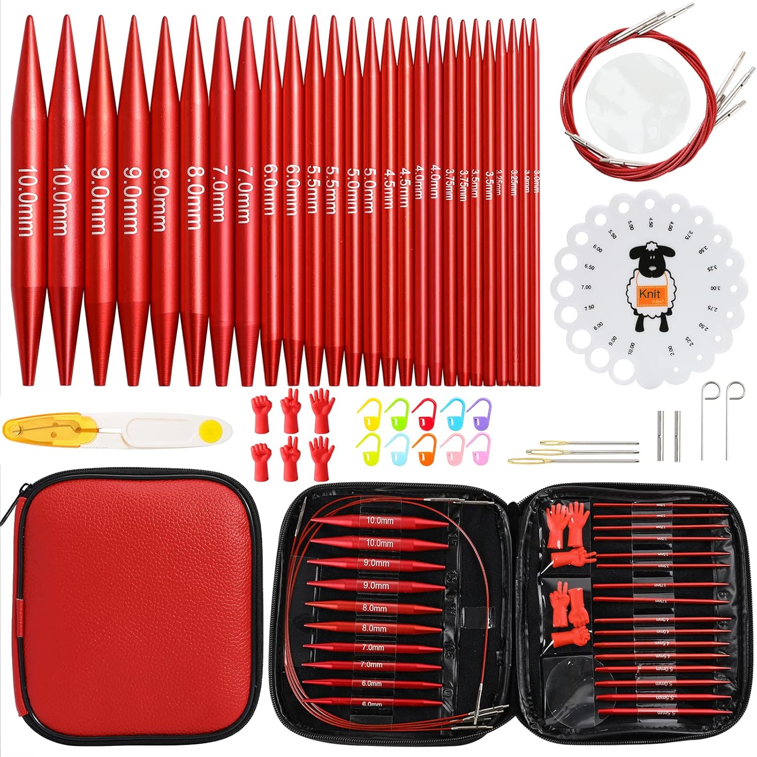 Looen 57 pcs Aluminum Circular Knitting Needles Set for All