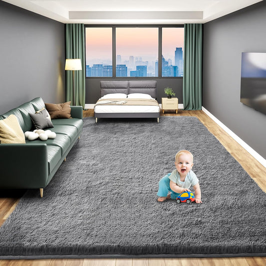 Large 8x10 Dark Grey Area Rugs for Living Room and Nursery