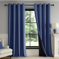 100% Blackout Curtains 90 in Navy Blue - Thermal Insulated Panels