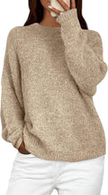 Womens Fuzzy Chunky Knit Crew Neck Sweater - Oversized Cozy Fit