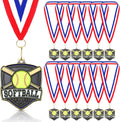 Softball Award Medals Bulk 20 Pcs with Neck Ribbons - Party