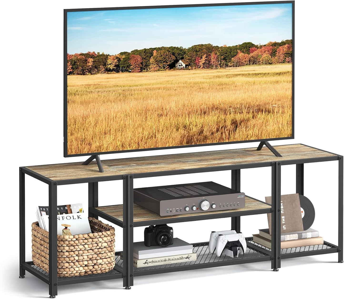 Industrial 3-Tier TV Stand for 65 TVs - Turquoise Brown