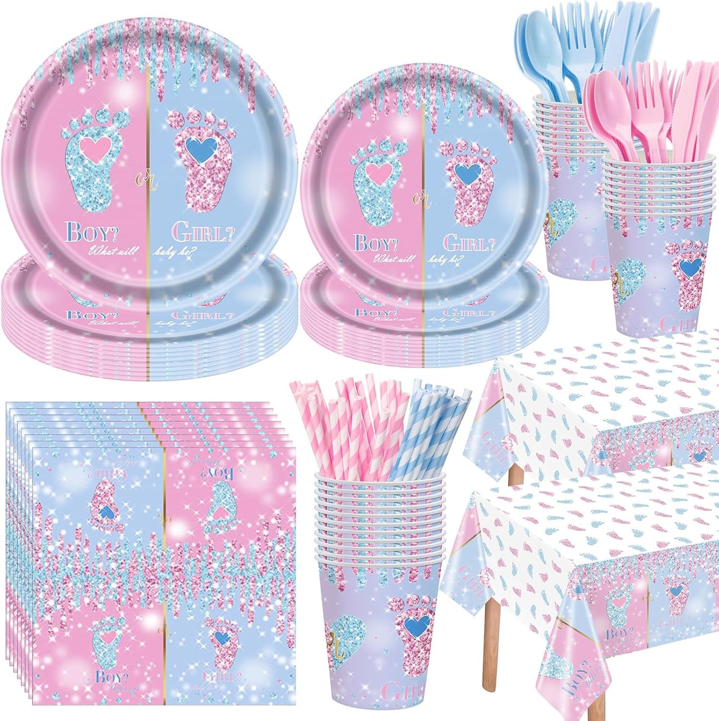 452 Pcs Gender Reveal Party Decoration Set for 50 Guests