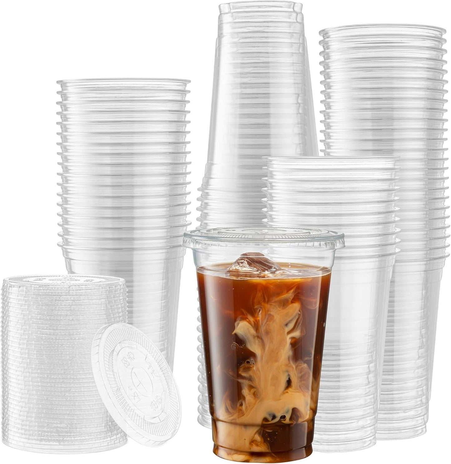 100 Sets of 20 Oz Crystal Clear Plastic Cups for Cold Drinks