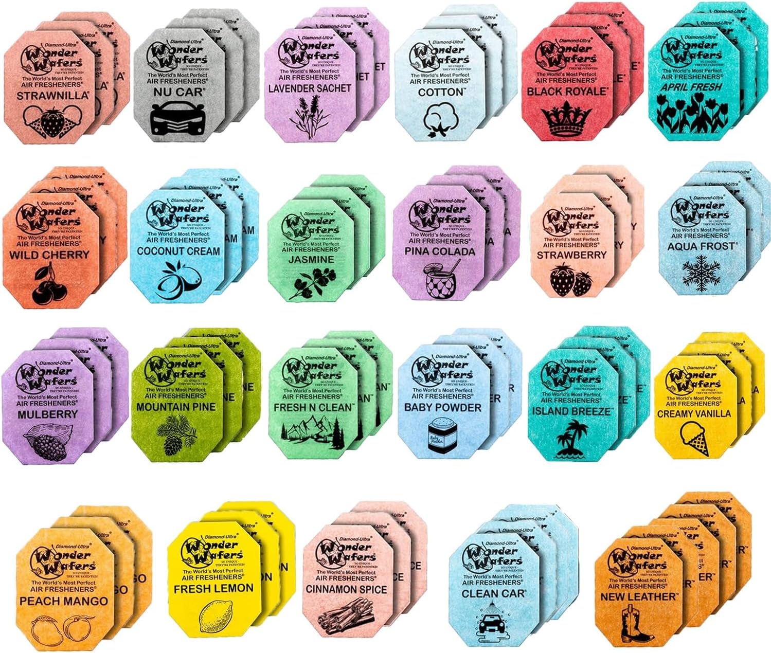 Long-Lasting Variety Pack: 72 Individually Wrapped Car Air Fresheners