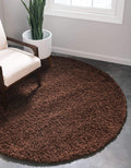 Unique Loom Solid Shag Area Rug 6 ft 1 in Round - Plush Comfort