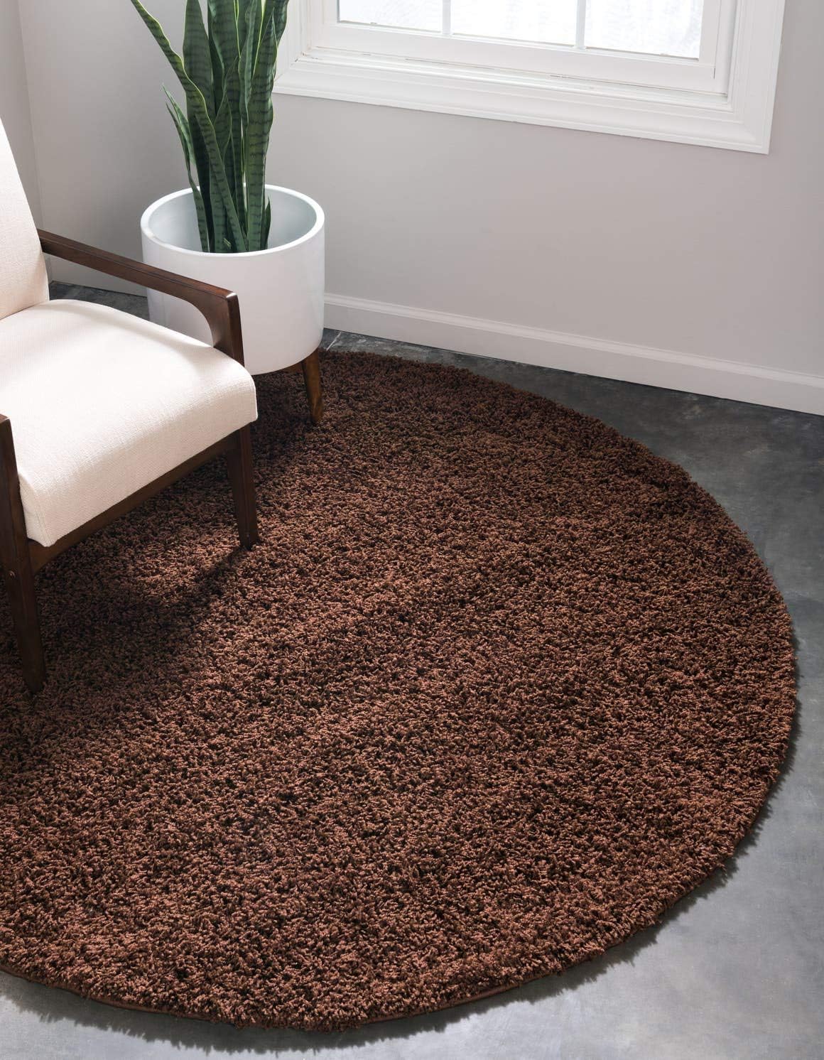 Unique Loom Solid Shag Collection Area Rug in Chocolate Brown