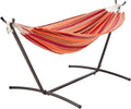 Double Hammock with 9-ft Steel Stand - Comfortable Orange Stripe