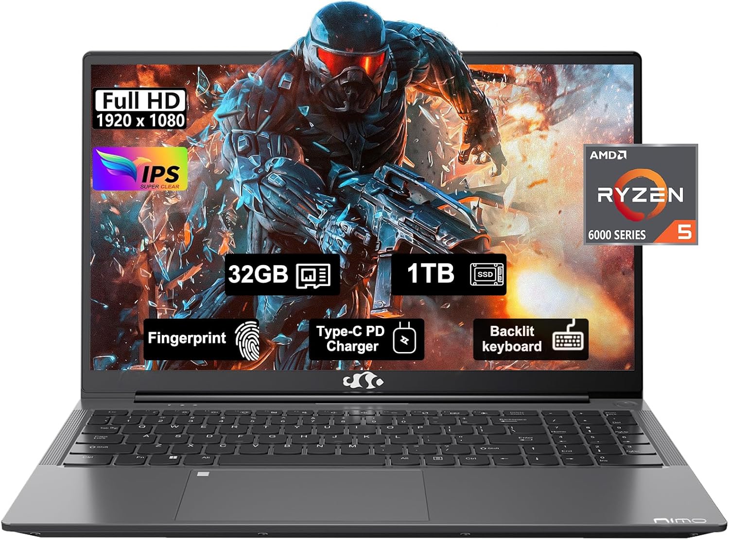 15.6 FHD Business Gaming Laptop with AMD Ryzen 5 6600H Power
