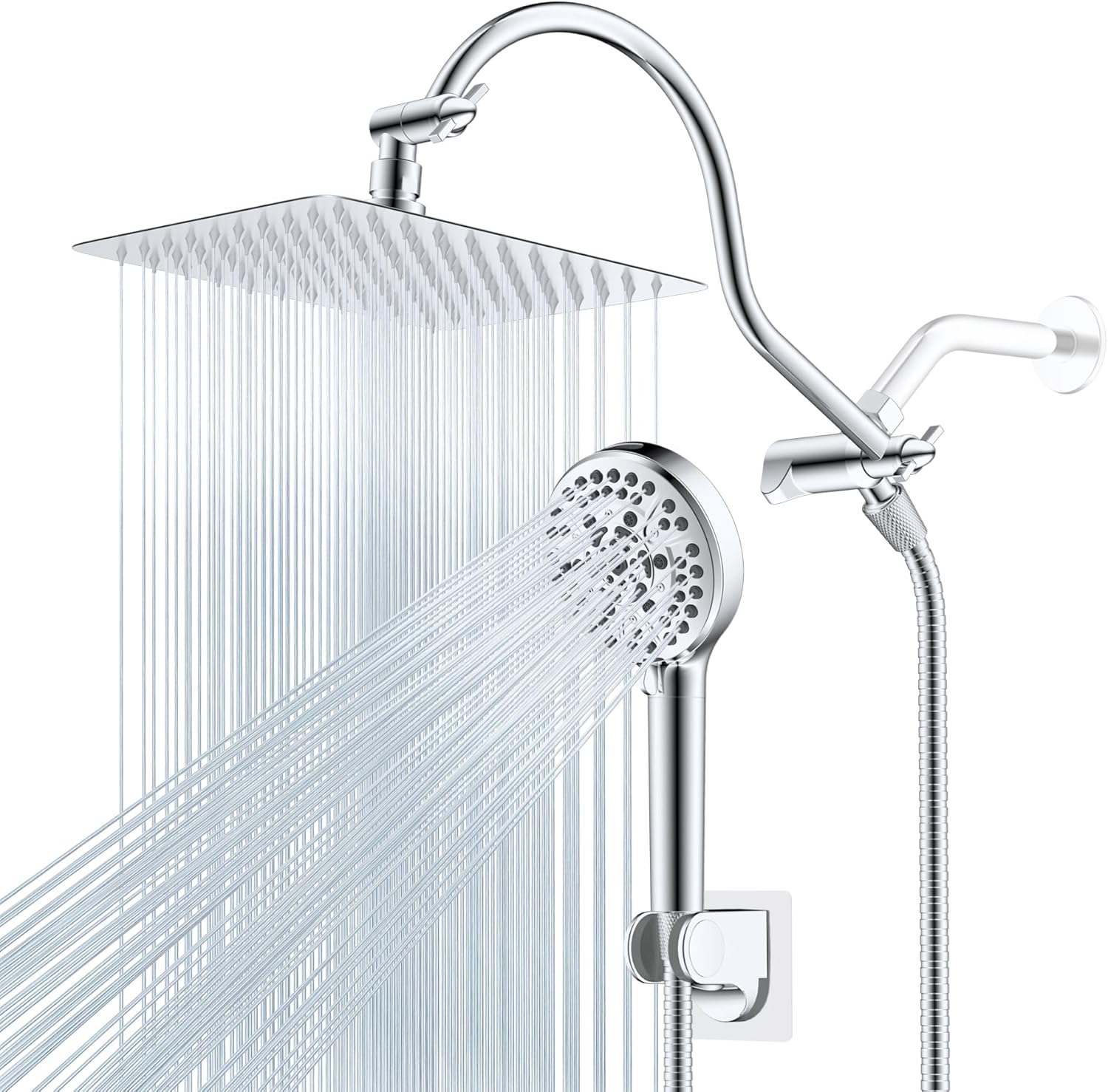 Hibbent All Metal Shower Head Combo with Adjustable Extension Arm