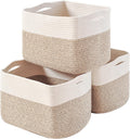 Storage Baskets for Organizing Woven Cotton Rope Baskets - 3 Pack