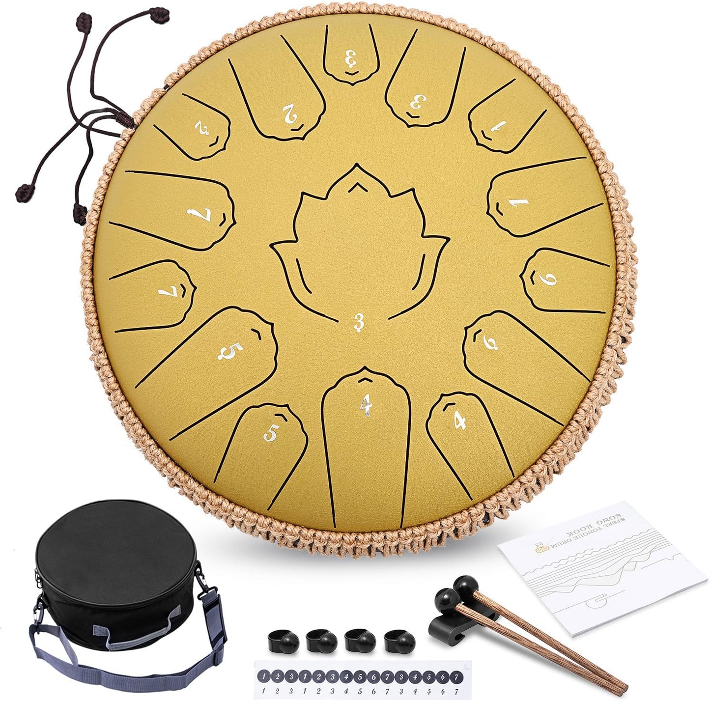 Steel Tongue Drum 13 Inch 15 Notes for Meditation and Music