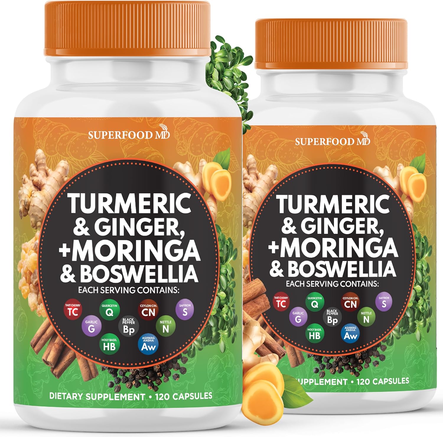 Turmeric Moringa Supplement for Joint Support with Ginger & More