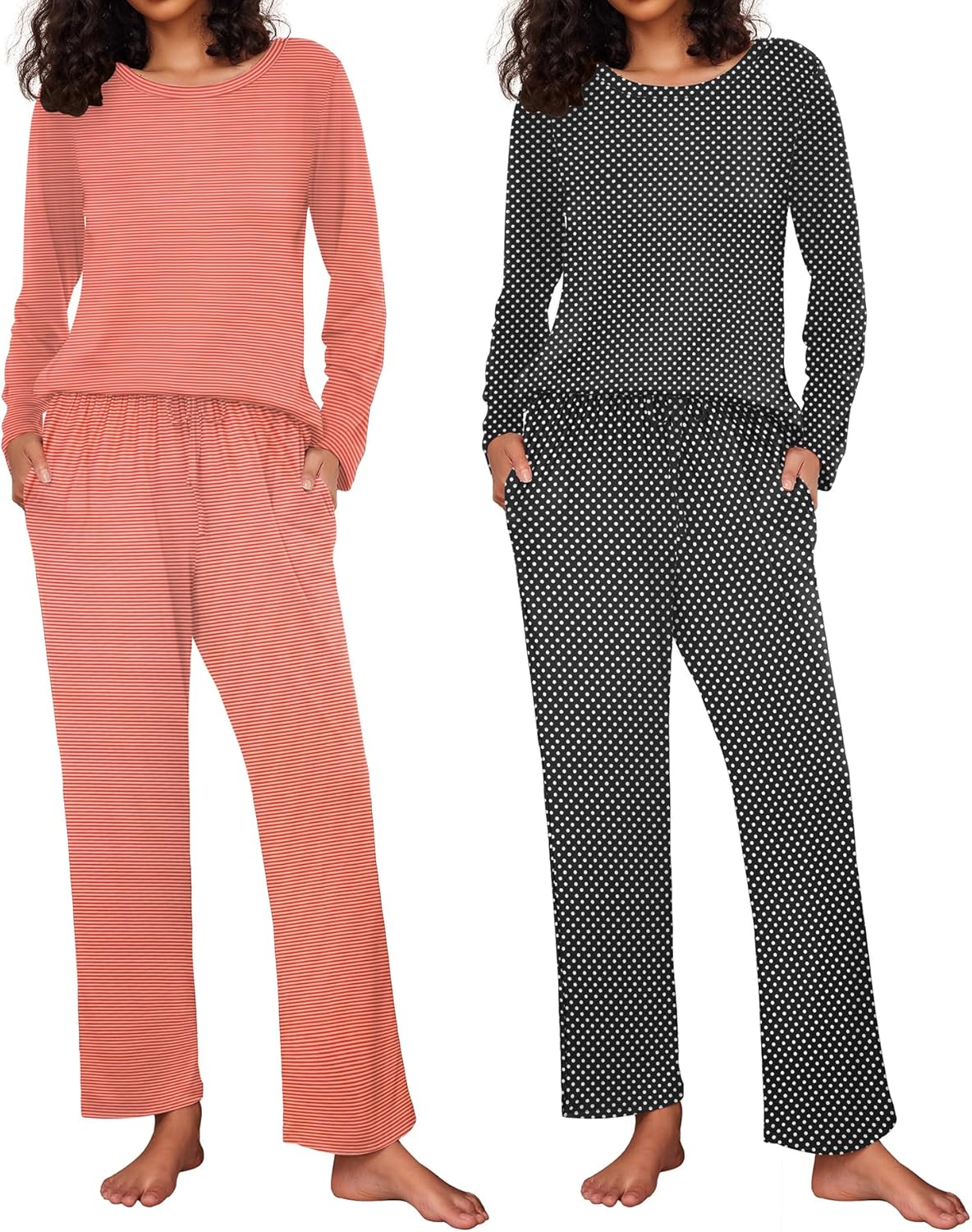 Ekouaer Women's Pajama Set Soft Long Sleeve Sleepwear Pjs
