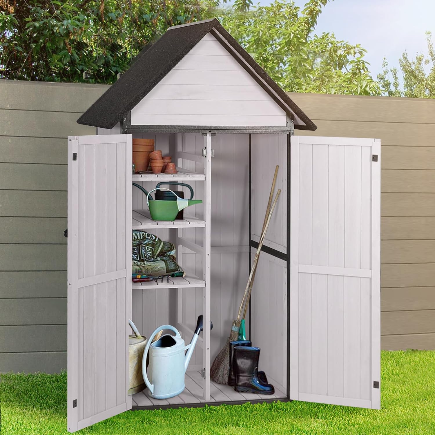 Sheds Outdoor Storage with Metal Frame and Adjustable Shelves