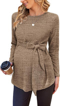 Ekouaer Maternity Long Sleeve Ribbed Knit Top - Cozy, Stretchy Fit