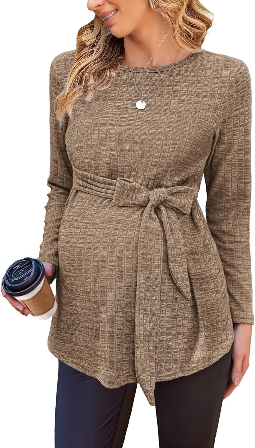 Ekouaer Women's Maternity Long Sleeve Shirts for Pregnancy