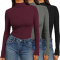 Mock Turtleneck Long Sleeve Tops 3 Pack - Slim Fit Thermal Layer