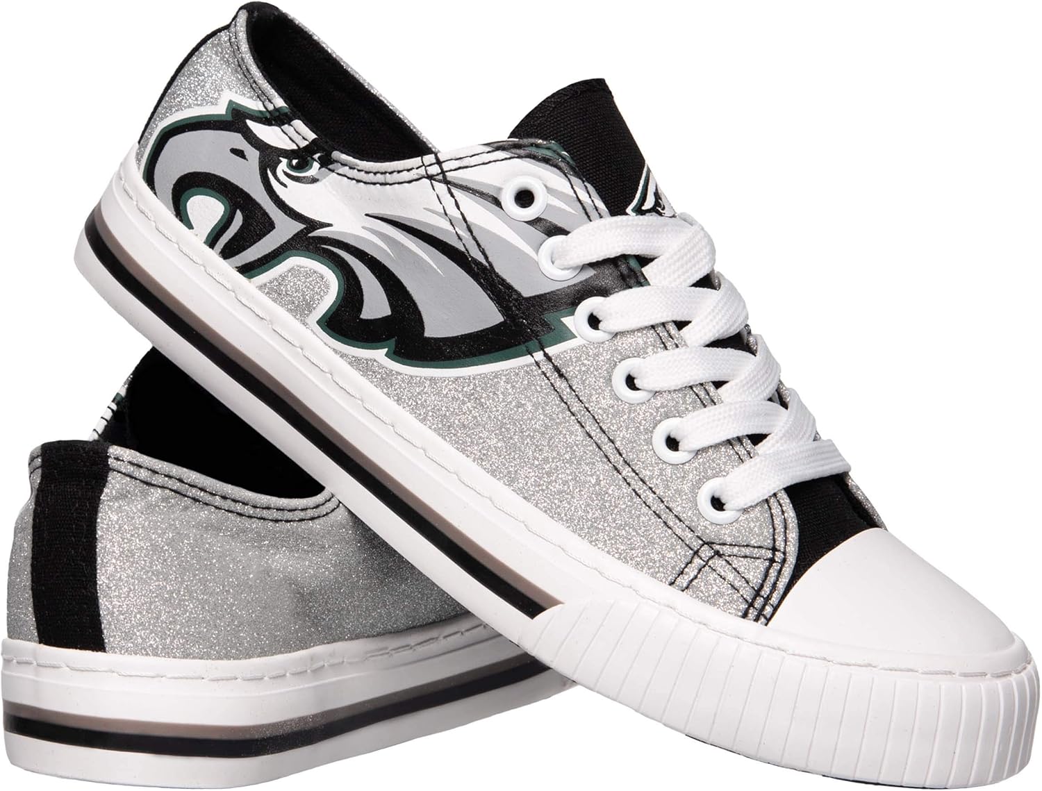 FOCO Women's NFL Team Logo Glitter Low Top Canvas Sneakers