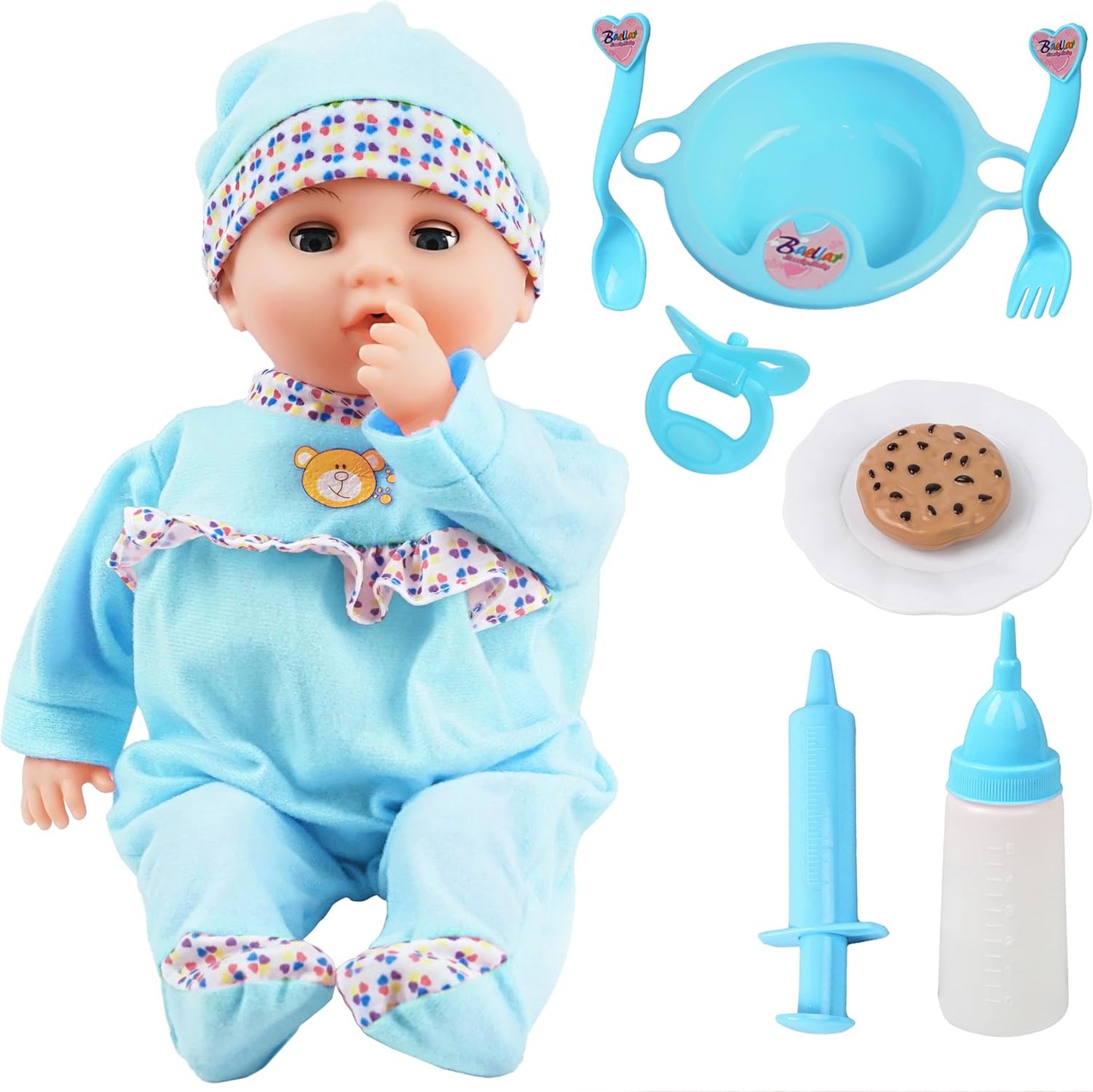 Interactive Baby Doll - 16 Inch Crying Talking Feeding Doll
