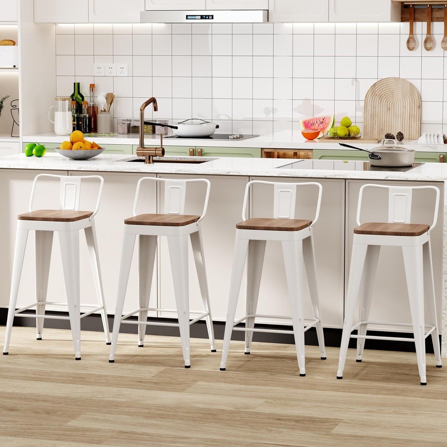 WENTMENT Bar Stools Set of 4 for Kitchen Counter Height Use