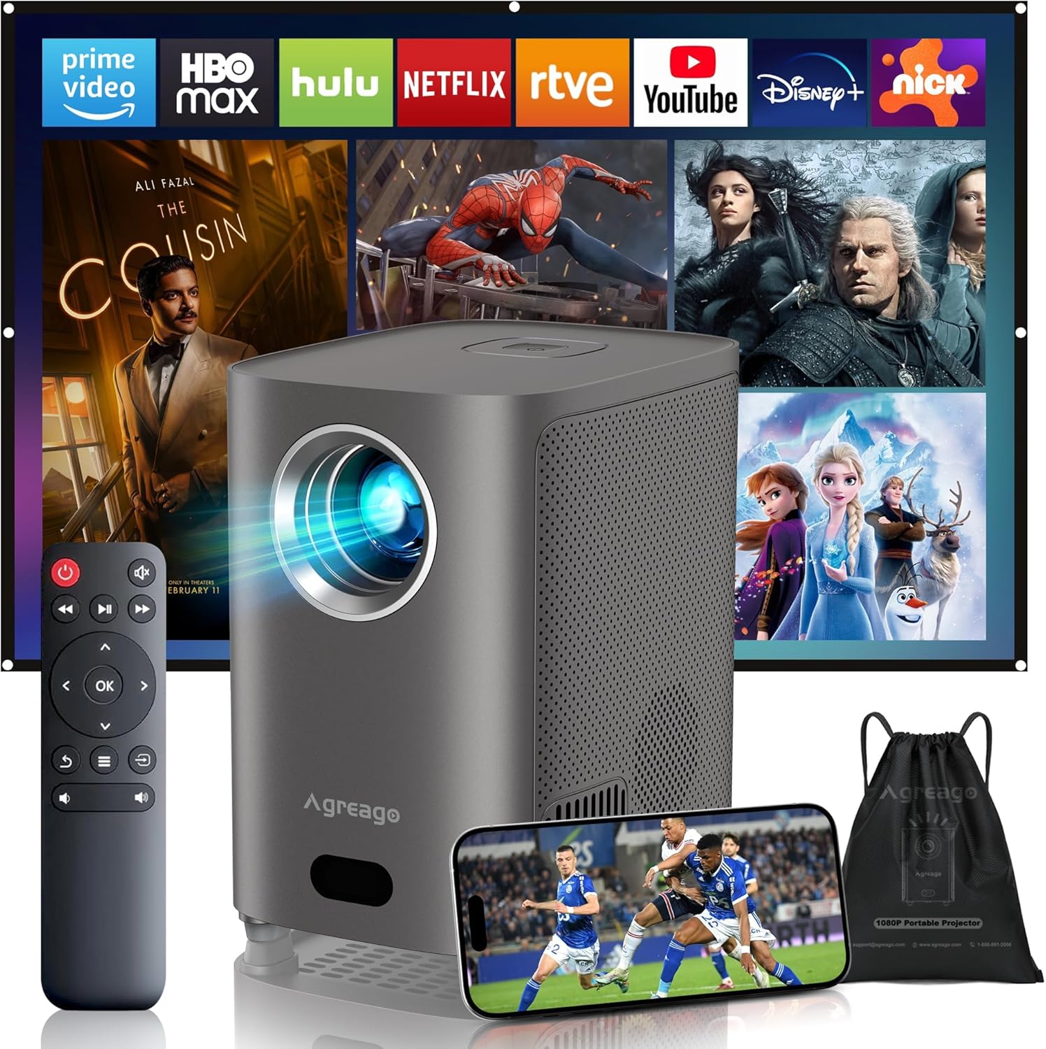 Electric Focus Projector with WiFi and Bluetooth for Home Theater