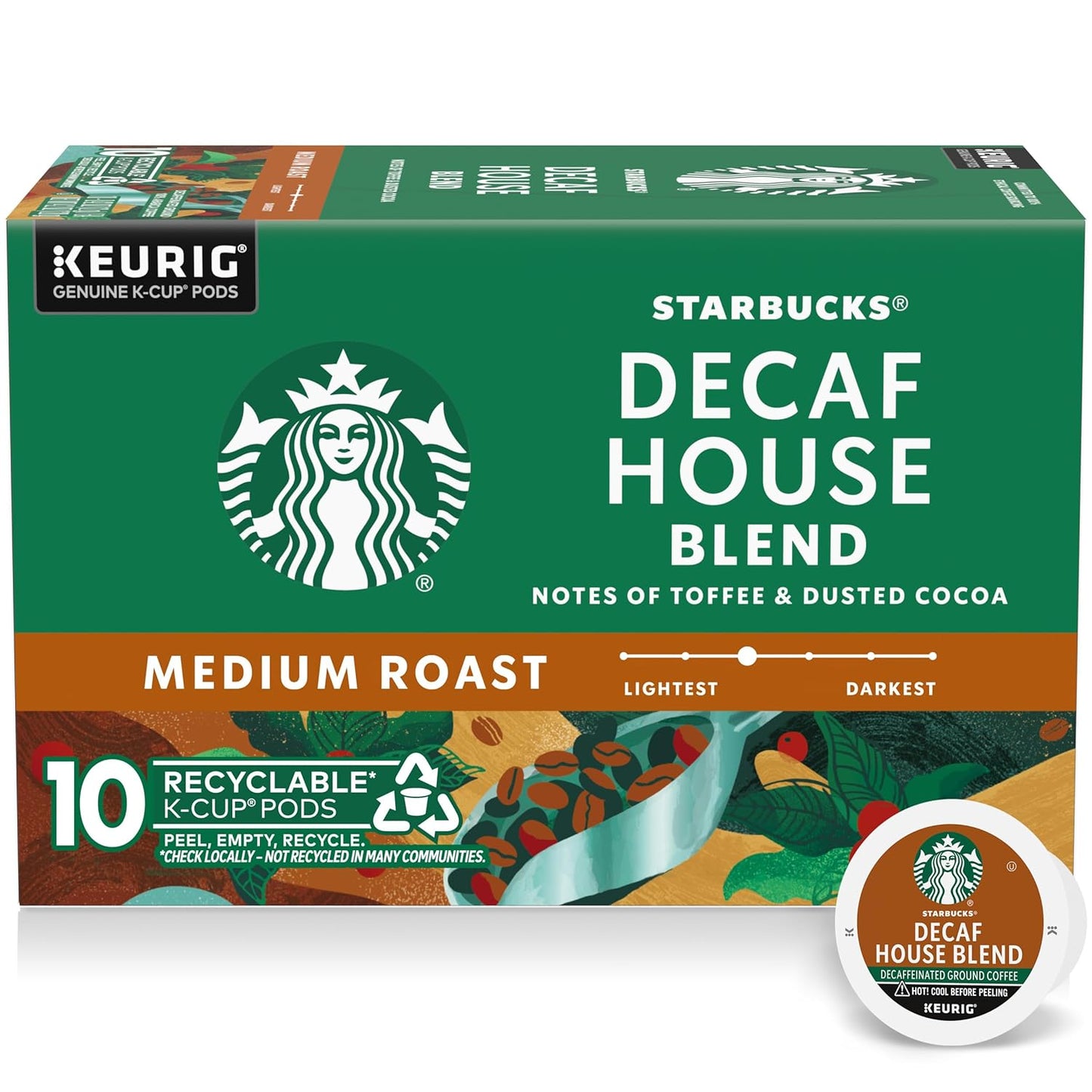 Starbucks Decaf House Blend K-Cup Pods - 100% Arabica, Medium Roast