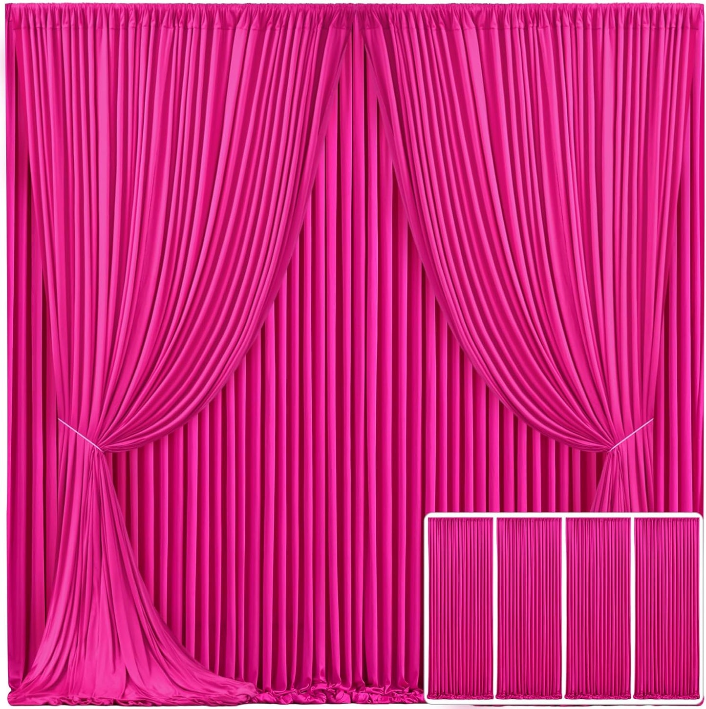 4 Panels Fuchsia Backdrop Curtain for Parties and Events