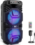 600W Rechargeable PA Speaker - Dual Subwoofer, Party Lights