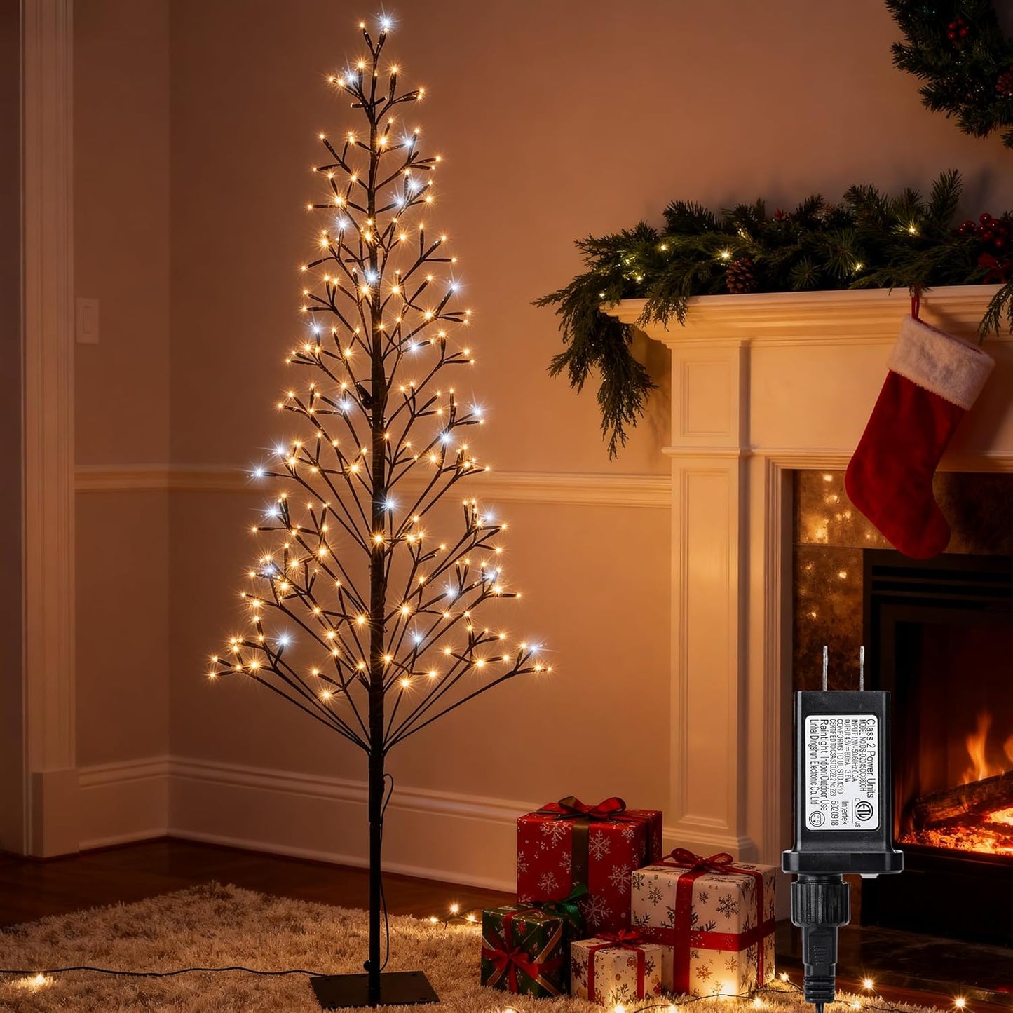 4.9 FT Christmas Outdoor Artificial Tree with 216 LED Lights