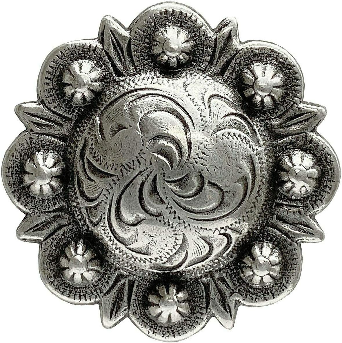 Leathercraft Saddle Conchos - Antique Engraved Berry Design Pack