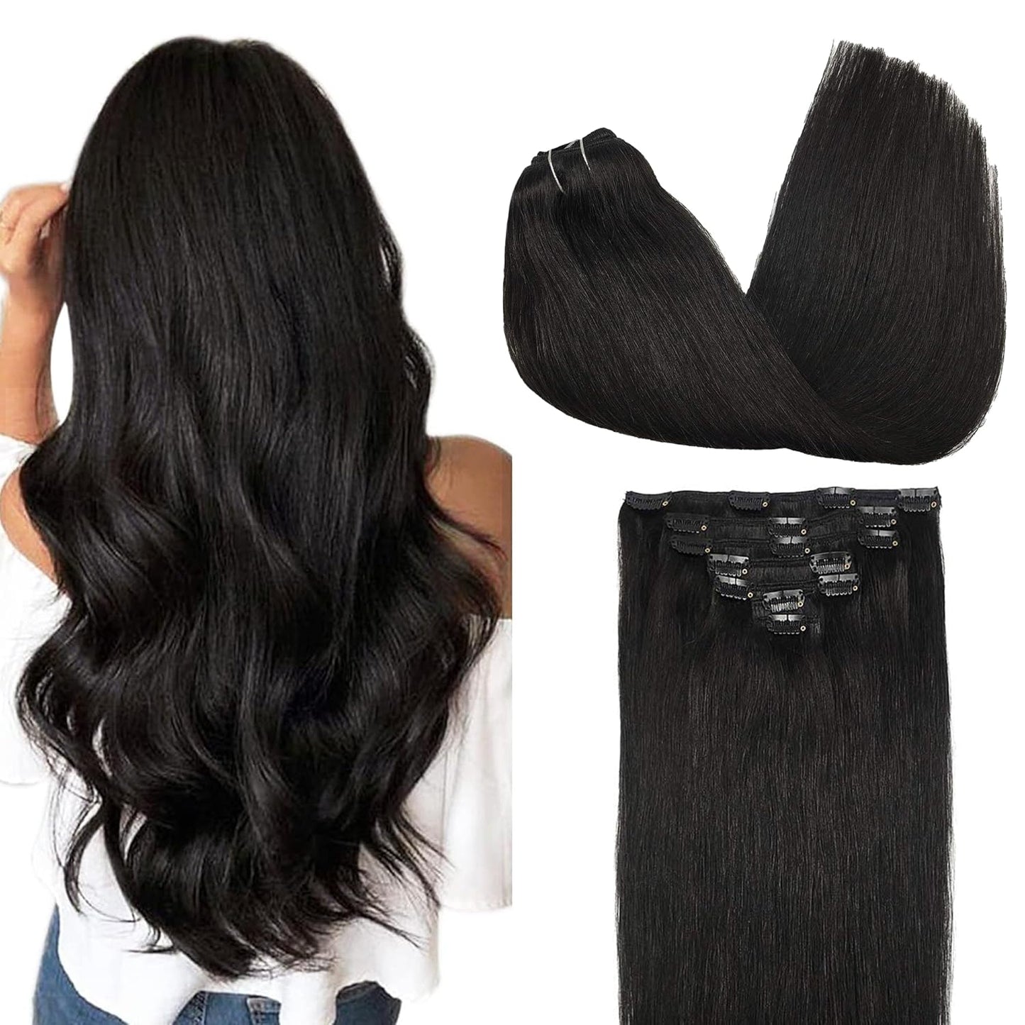 GOO GOO Clip in Hair Extensions for Natural Black Hair Styling