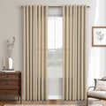 Oatmeal Curtains 90 in Long 2 Panels Set - Rustic Linen Privacy