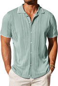 COOFANDY Men's Knit Button Down Short Sleeve Polo - Retro Casual
