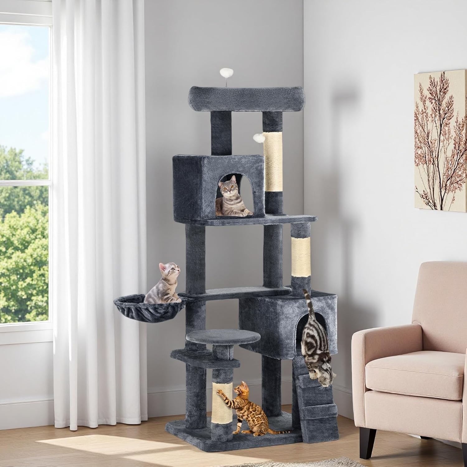YITAHOME 70.8-Inch Tall Cat Tree for Multi-Cat Households