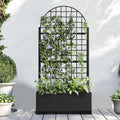 Metal Raised Garden Bed with Trellis and Wheels 72x35x16 in - Black