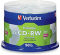 Verbatim CD-RW 700MB Silver Inkjet Printable 50pk - Rewritable Discs