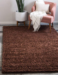 Unique Loom Solid Shag Area Rug 6 ft 1 in x 9 ft - Chocolate Brown