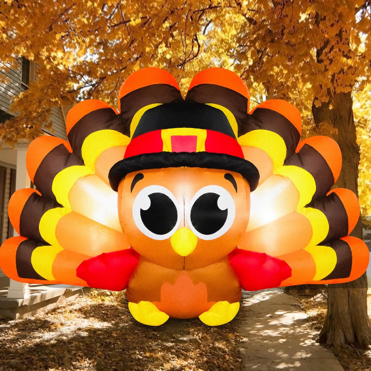 8 FT Thanksgiving Inflatables Turkey by TwoBees for Yard Fun